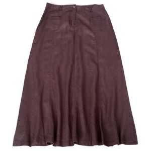 Ecologie Women’s Aged Earth Brown Linen Cargo Style A-Line Skirt Size 14
